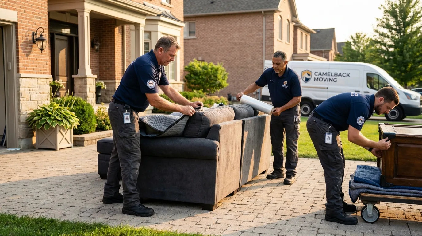 Large estate moving crew wrapping furniture in Albany, WI