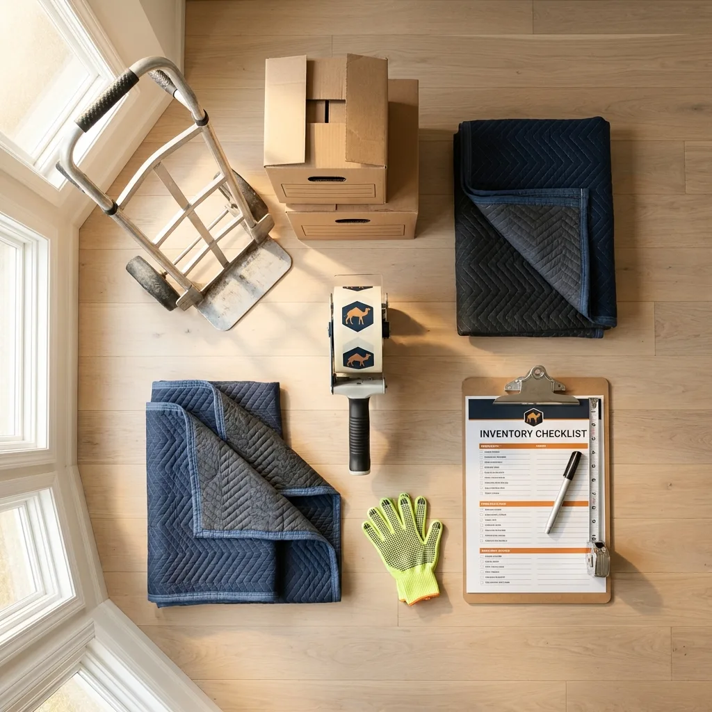 Professional moving supplies and packing materials layout for Albany residential relocations